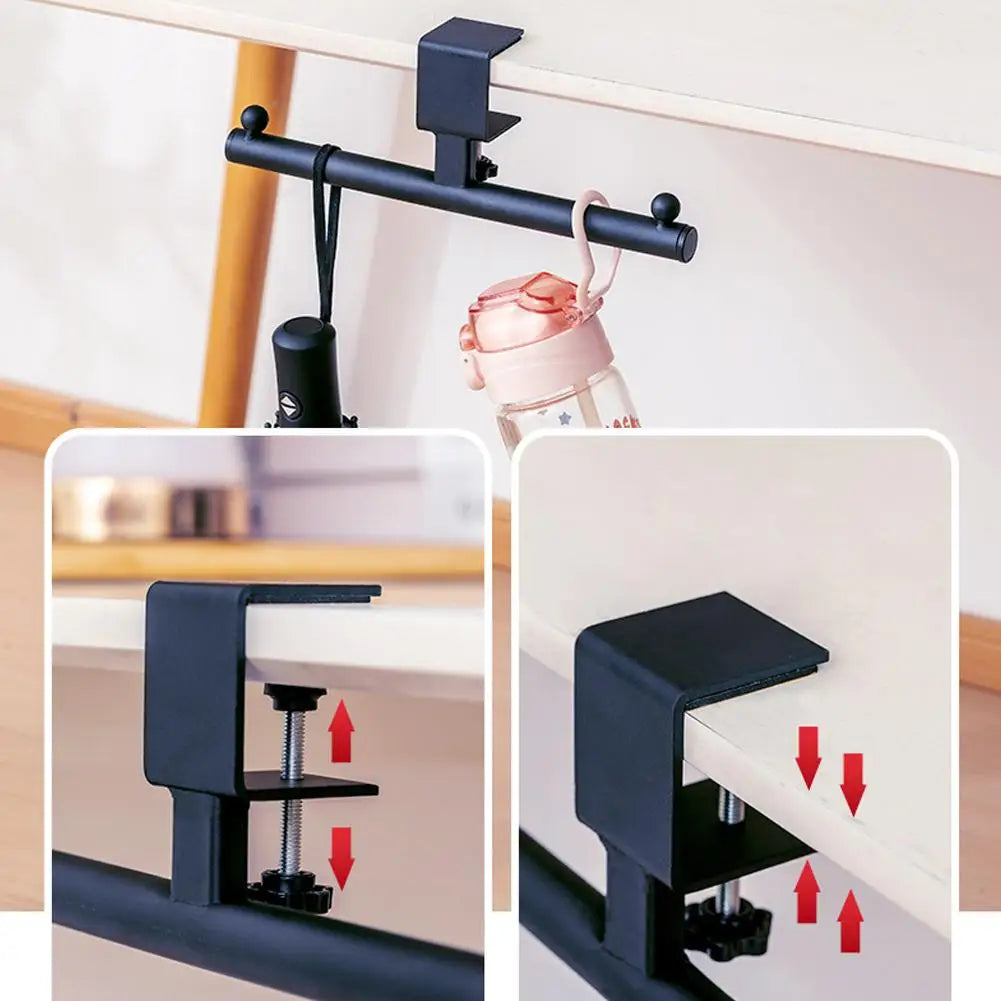 No-Drill Under-Desk Hook | Clamp Headset & Bag Hanger Under-Desk Hook QXL