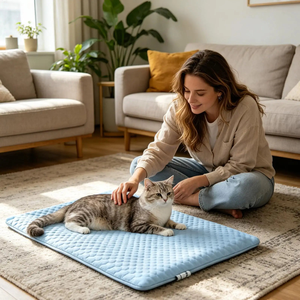 Cat Cooling Mat Ice Silk Washable Pad – S/M/L Sleep & Travel Cat Cooling Mat QXL