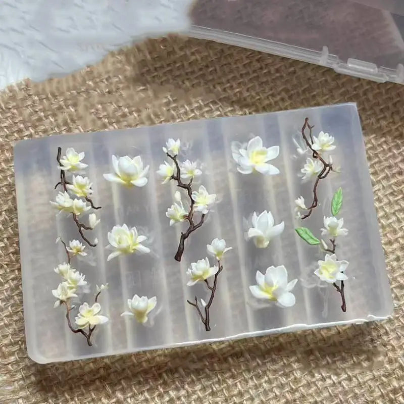 3D Magnolia Silicone Nail Art Mold | Floral Carving Template Silicone Nail Mold QXL