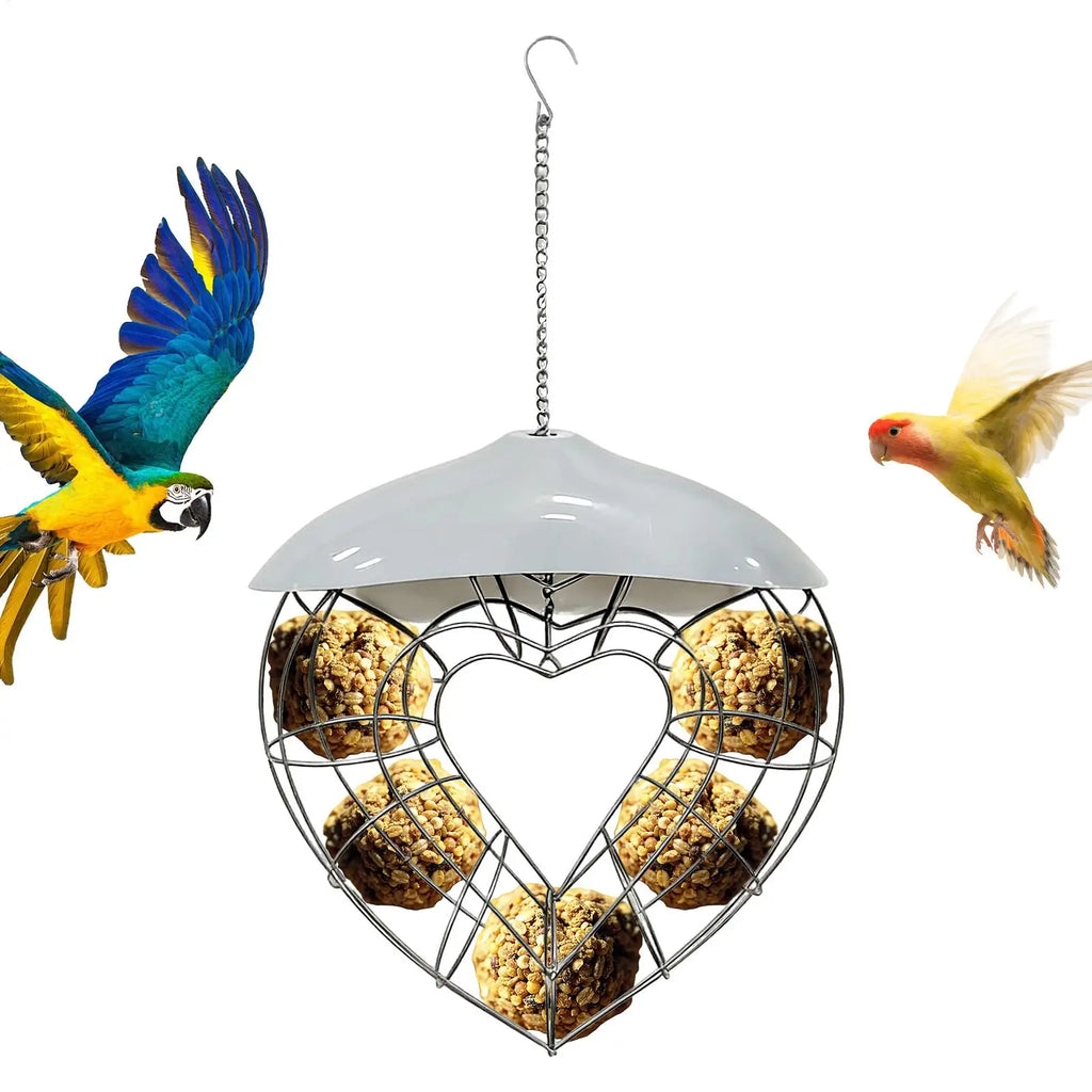 Heart-Shaped Outdoor Suet Ball Bird Feeder – PC & Steel Wild Bird Feeder QXL