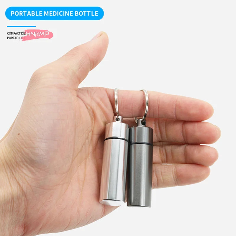 Waterproof Aluminum Pill Box Keychain | Portable Travel Case Pill Box Keychain QXL