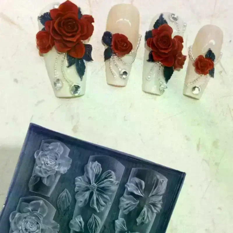 3D Rose Ice Flower Silicone Nail Art Carving Mold | YOVIP Silicone Nail Mold QXL Default Title