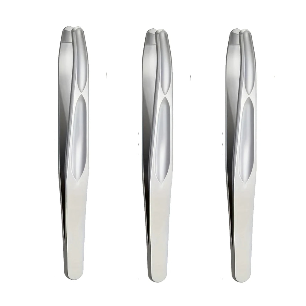 Stainless Steel Round Tip Tweezers | Eyebrow & Facial Hair Eyebrow Tweezers QXL Silvery 3pcs