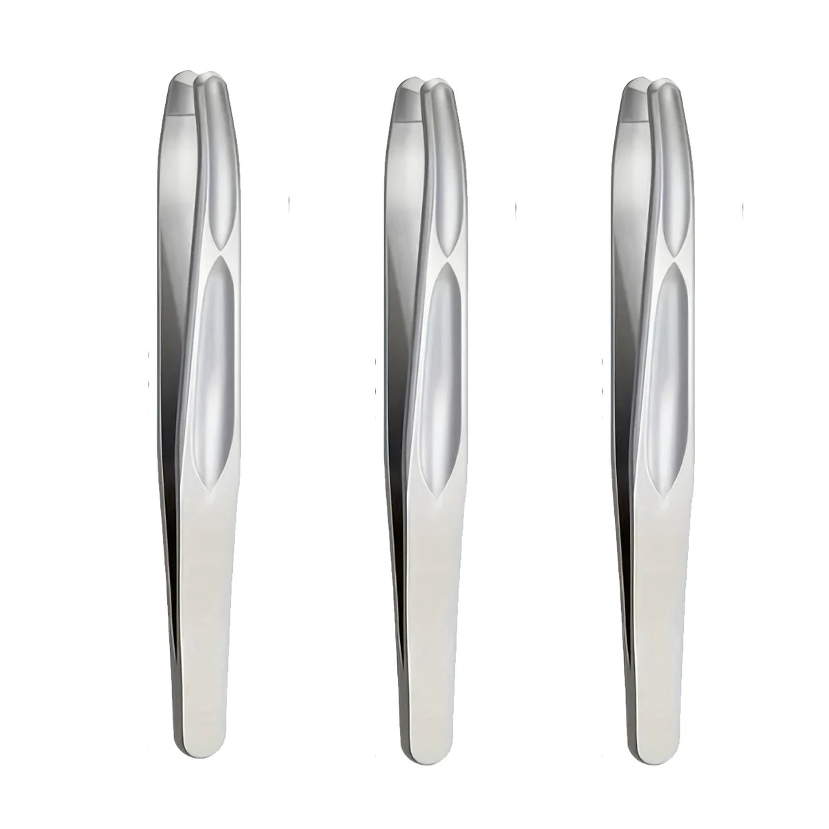 Stainless Steel Round Tip Tweezers | Eyebrow & Facial Hair Eyebrow Tweezers QXL Silvery 3pcs