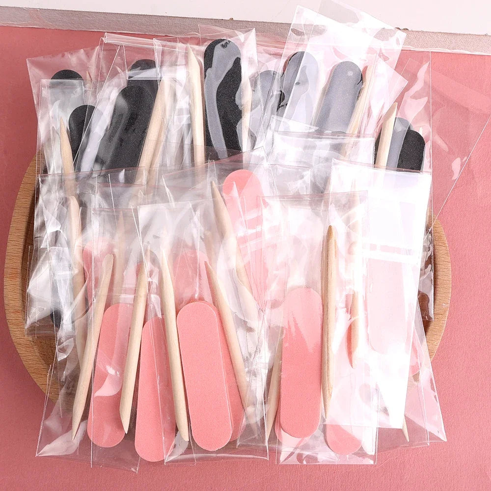 Disposable Nail File Set with Wood Sticks | 20/80/100pc Disposable Nail File QXL