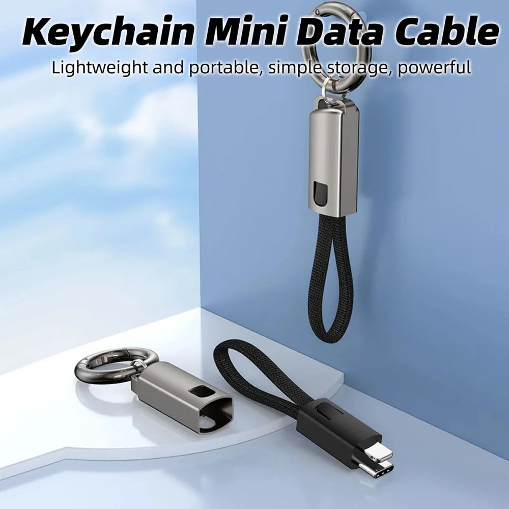 Keychain USB-C Cable PD 65W 3A Fast Charging 10cm Short Cord USB-C Charging Cable QXL