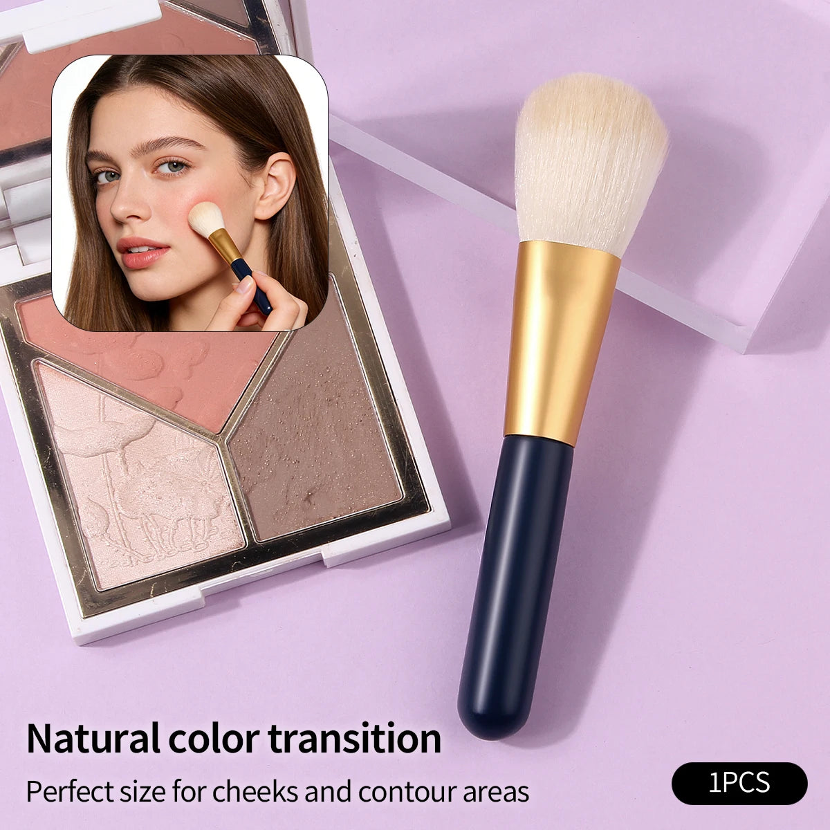 KOSSHOW Soft Blush Contour & Powder Brush – Deep Blue Makeup Brush QXL DEEP BLUE