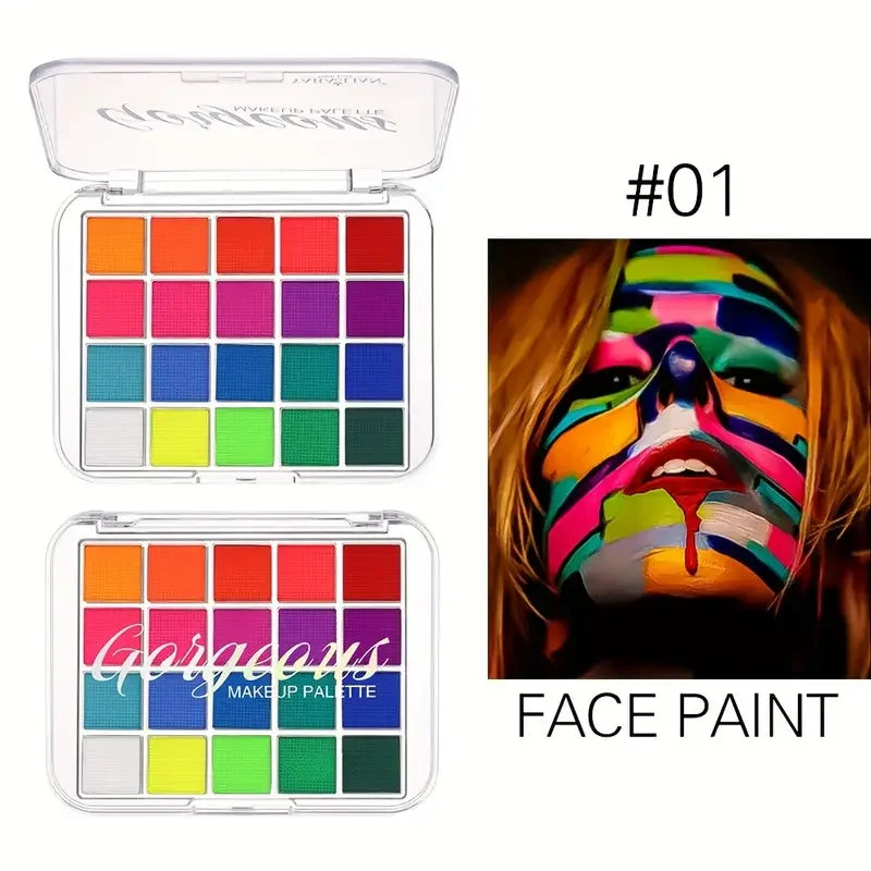VERONNI 20-Color UV Neon Face & Body Paint Palette | Black Light UV Neon Body Paint QXL 01