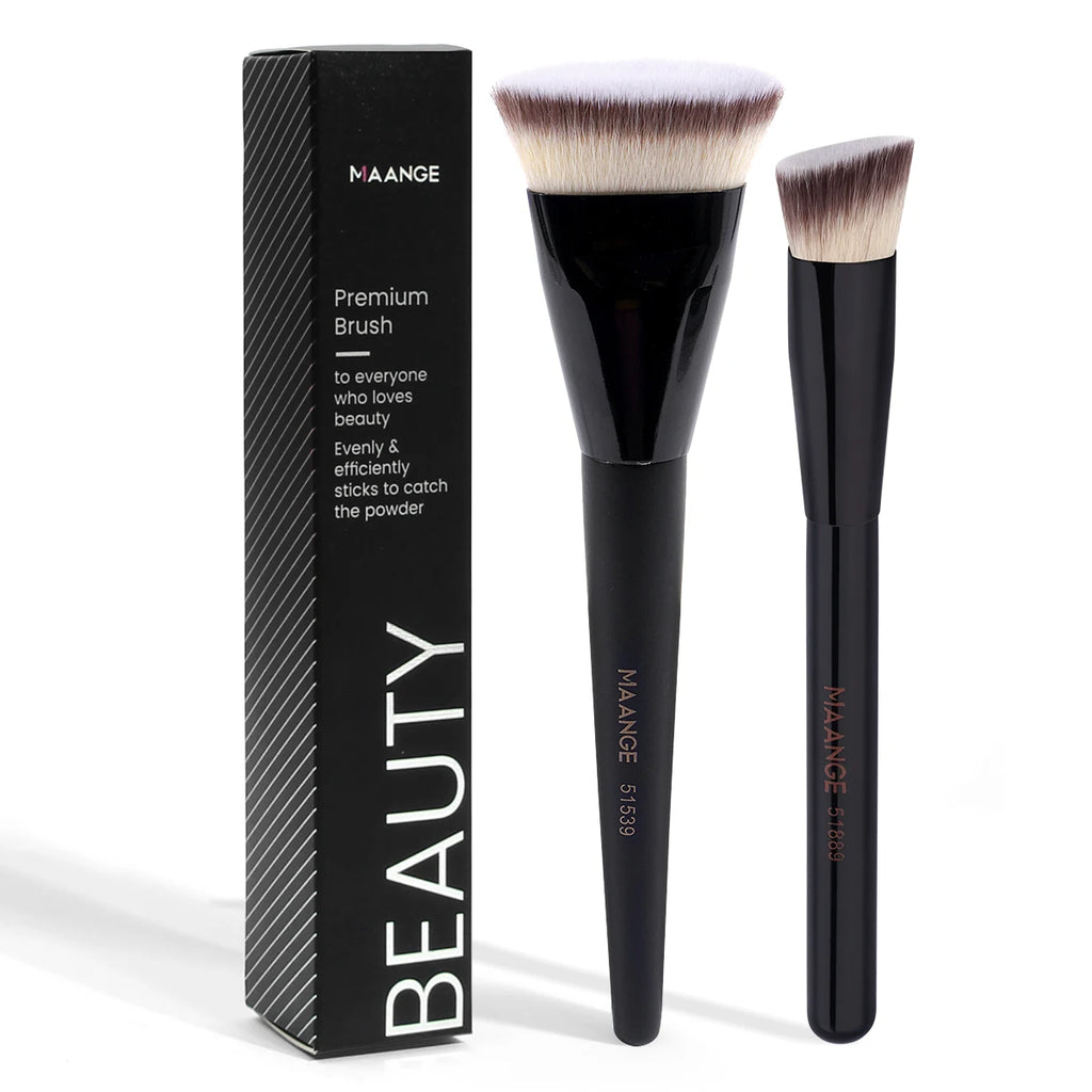 2-Pc Flat & Angle Foundation Contour Makeup Brush Set Makeup Brush Set QXL