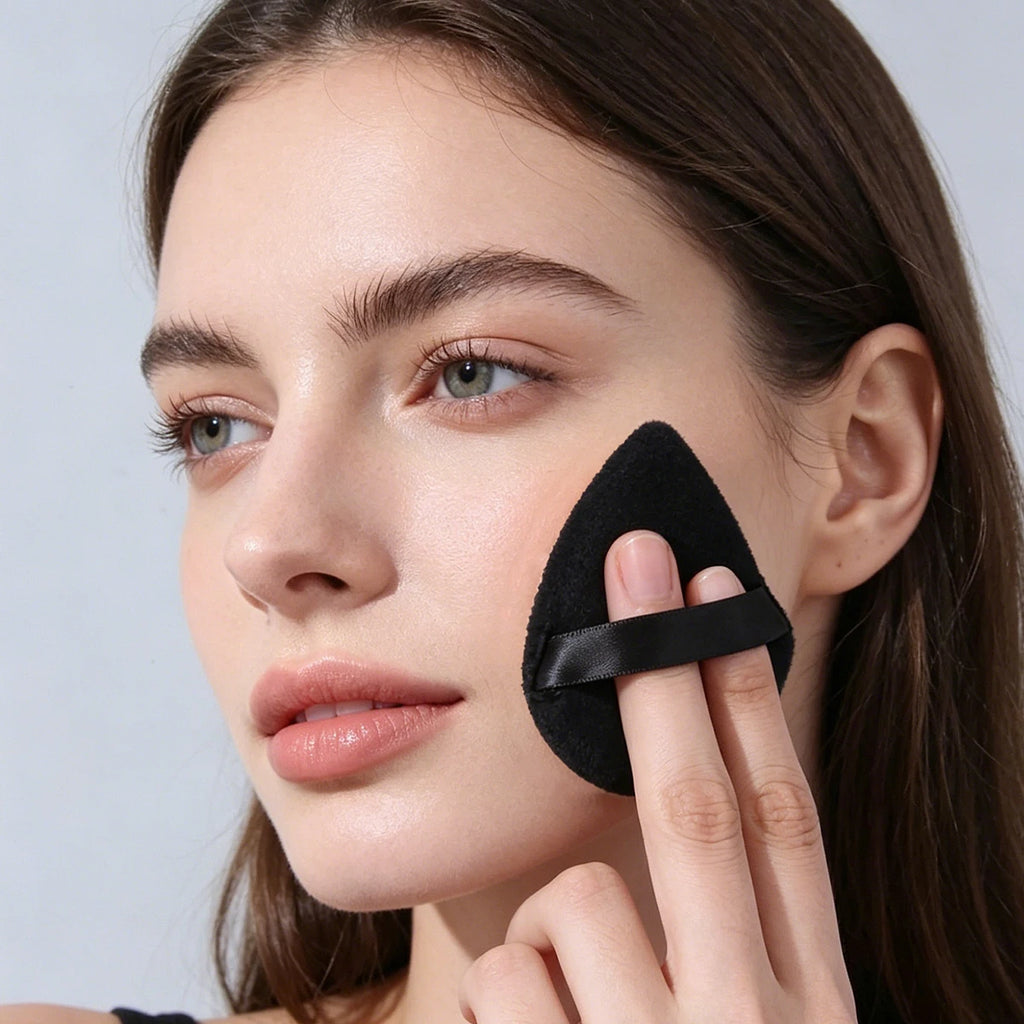 KOSSHOW 2-Pc Powder Brush & Puff Set – Blush & Bronzer Makeup Brush Set QXL