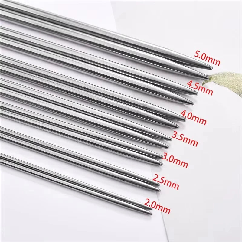 4.5mm Double-Pointed Knitting Needles | 5-Piece Steel Set 20cm Knitting Needle Set QXL