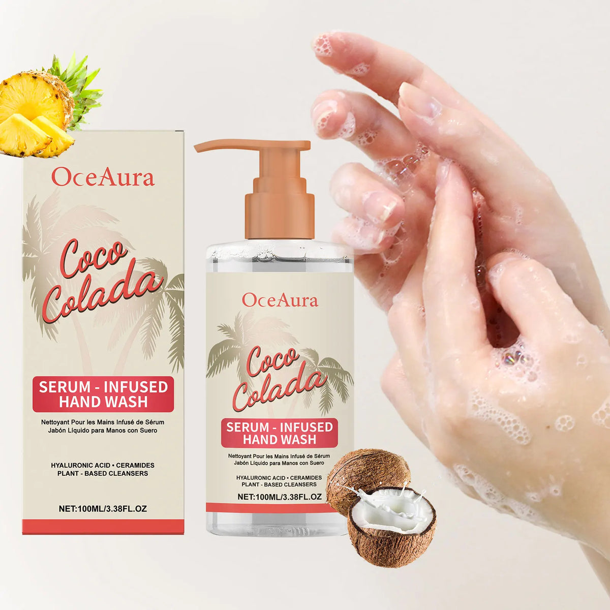 OceAura Coconut Hand Wash | Moisturizing Liquid Soap 100ml Liquid Hand Wash QXL