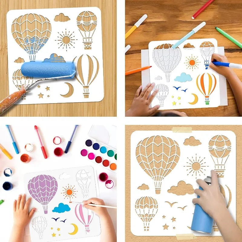 Hot Air Balloon Stencil 11.8" | Reusable Plastic DIY Craft DIY Painting Stencil QXL