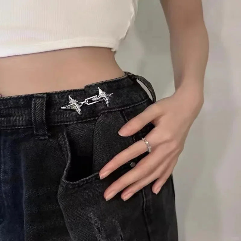 Adjustable Star Waist Buckle for Jeans | Metal Belt Tightener Waist Belt Buckle QXL
