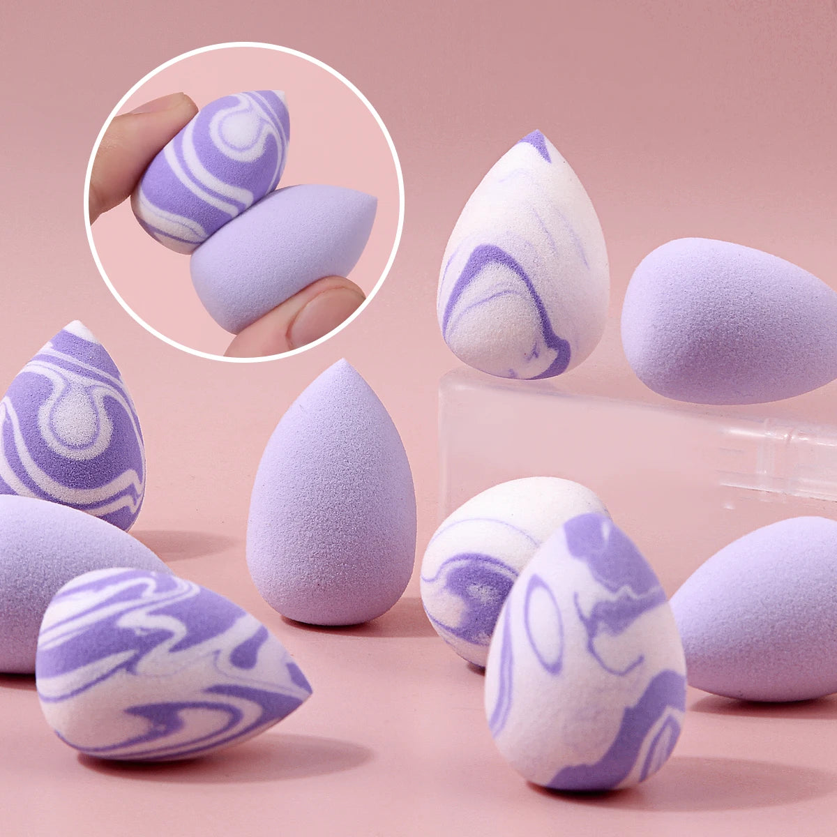 10-Pack Mini Purple Marble Makeup Sponges | KOSSHOW Puffs Makeup Sponge Puffs QXL