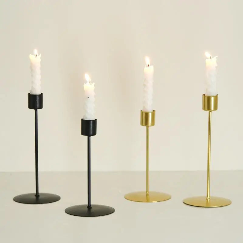 European Gold Metal Candlestick Holder | Wedding & Home Decor Candle Holder QXL