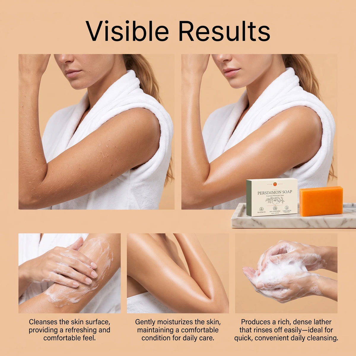 Persimmon Body Soap | Moisturizing, Brightening & Fresh Scent Moisturizing Bar Soap QXL