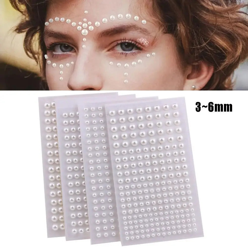 Self-Adhesive Pearl Stickers Beige Mix 3–6mm | Hair & Face Gems Pearl Stickers QXL