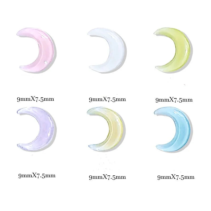 50-Pack Crystal Moon Nail Art Charms | Kawaii Resin Rhinestones Nail Art Charms QXL