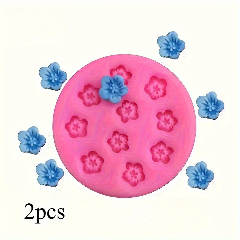 2-Pack Mini Peach Blossom Silicone Mold | Fondant & Cake DIY Silicone Craft Mold QXL 2pcs
