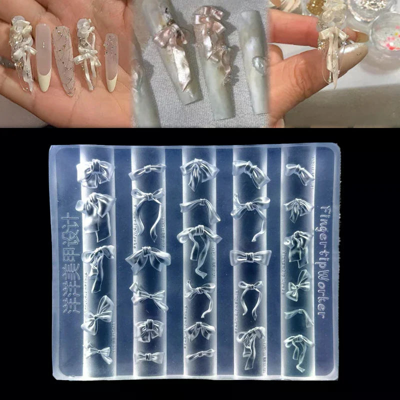 3D Bowknot Silicone Nail Art Mold | DIY Ribbon Bow Manicure Silicone Nail Mold QXL