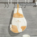 Cat Hanging Hand Towel | Soft Coral Velvet Kitchen & Bath Hanging Hand Towel QXL Yellow Cat