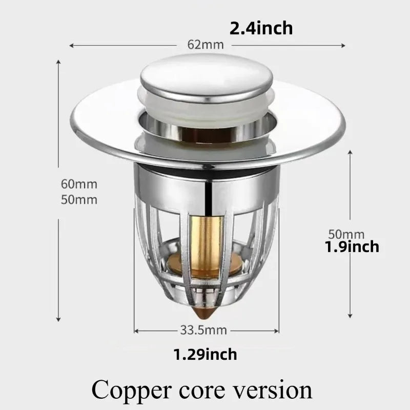 Stainless Steel Pop-Up Drain Stopper | Anti-Odor Sink Filter Drain Stopper QXL