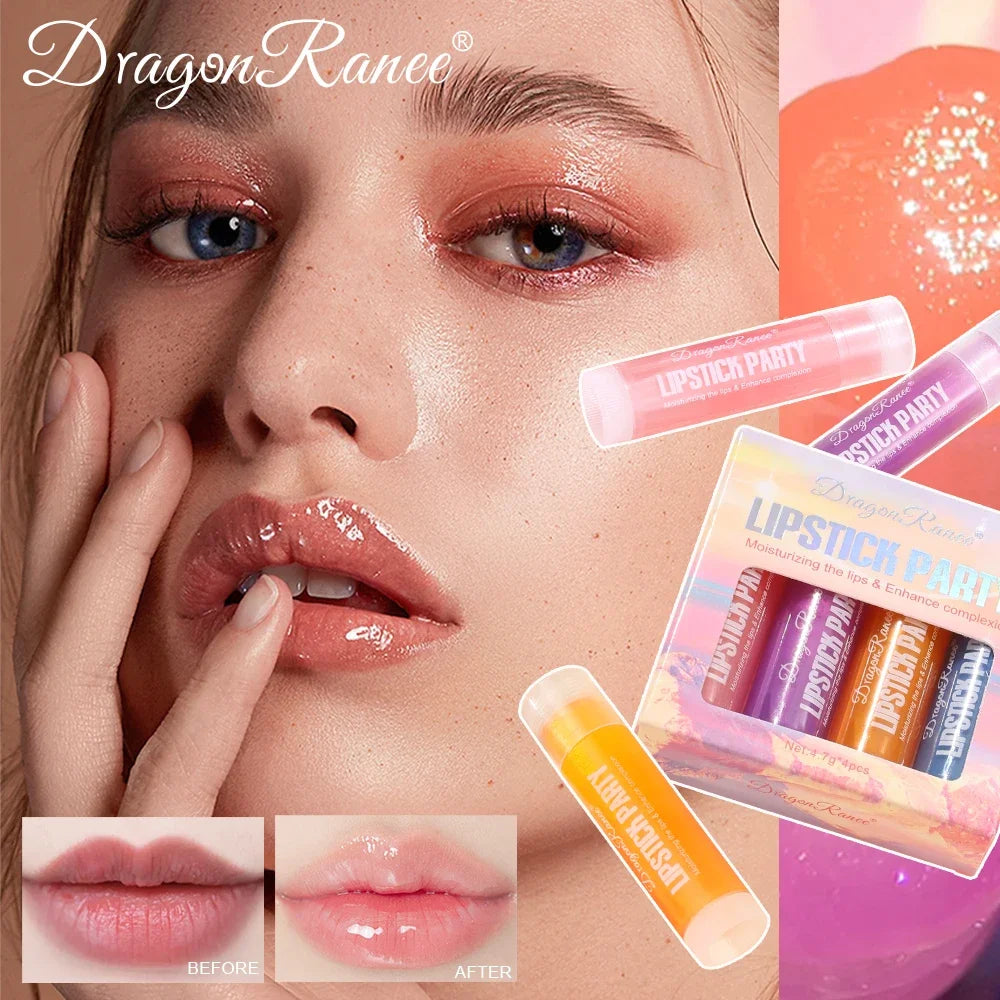 Dragon Ranee 4-Pc Pearlescent Mirror Lip Gloss Set | Long-Lasting Lip Gloss Set QXL