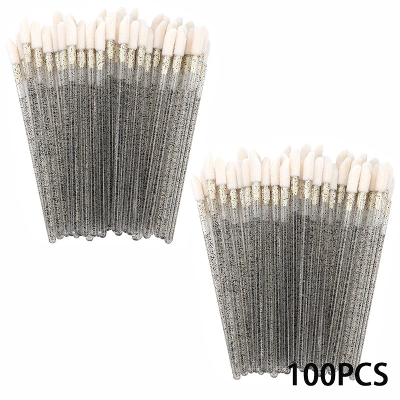 100/300-Pack Disposable Lip Brushes & Lash Applicator Wands Disposable Applicator Wands QXL TransparBlack 100pcs