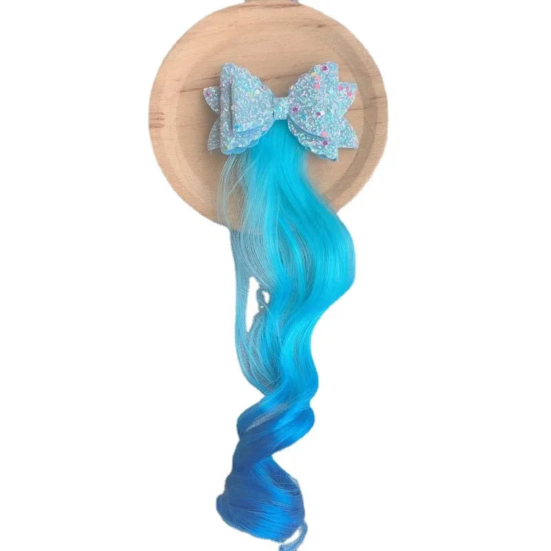 Princess Gradient Curly Bow Hair Clip for Girls | Cute Barrette Girls Hair Clip QXL