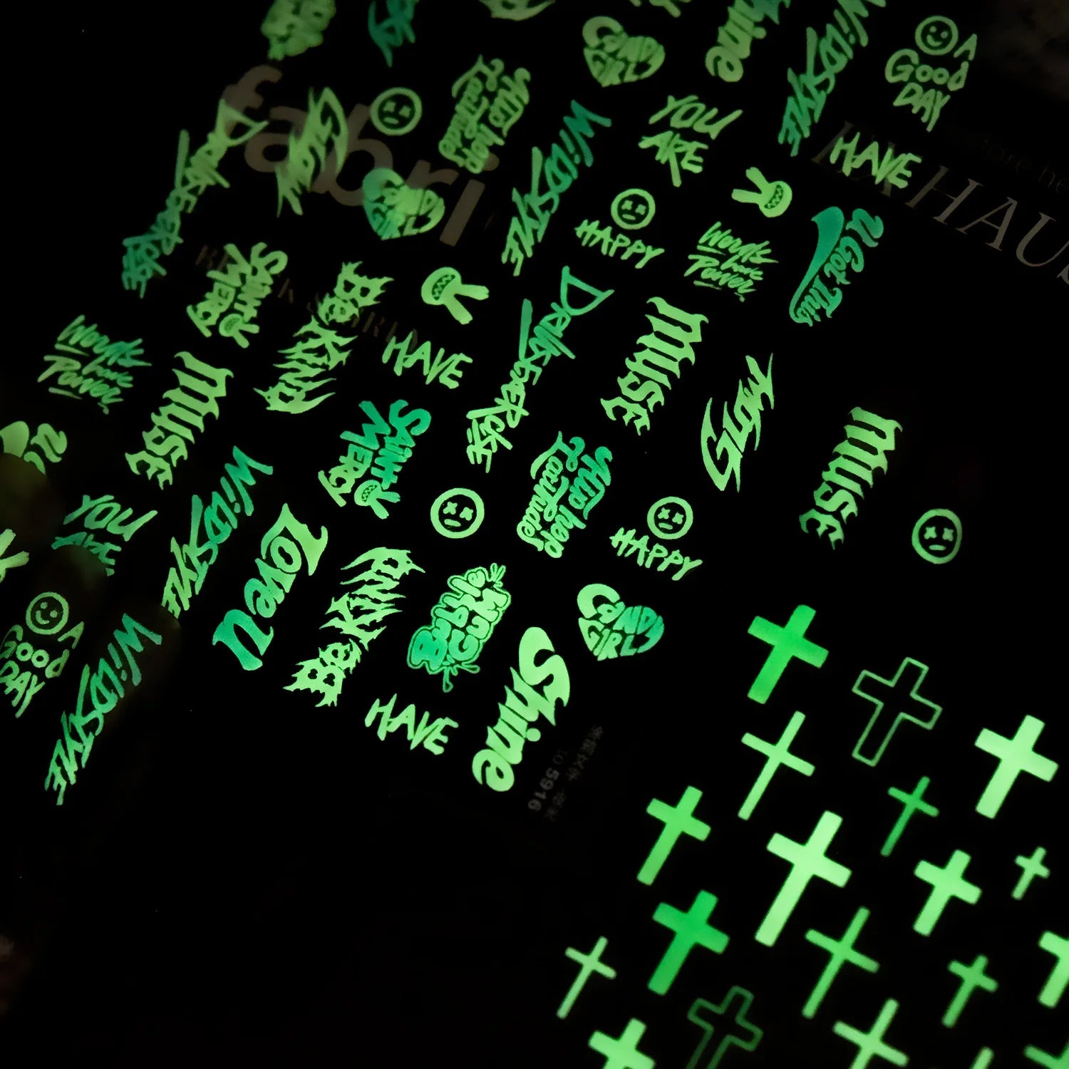 5D Glow-in-Dark Nail Stickers | Graffiti Hip Hop Decals Nail Art Stickers QXL