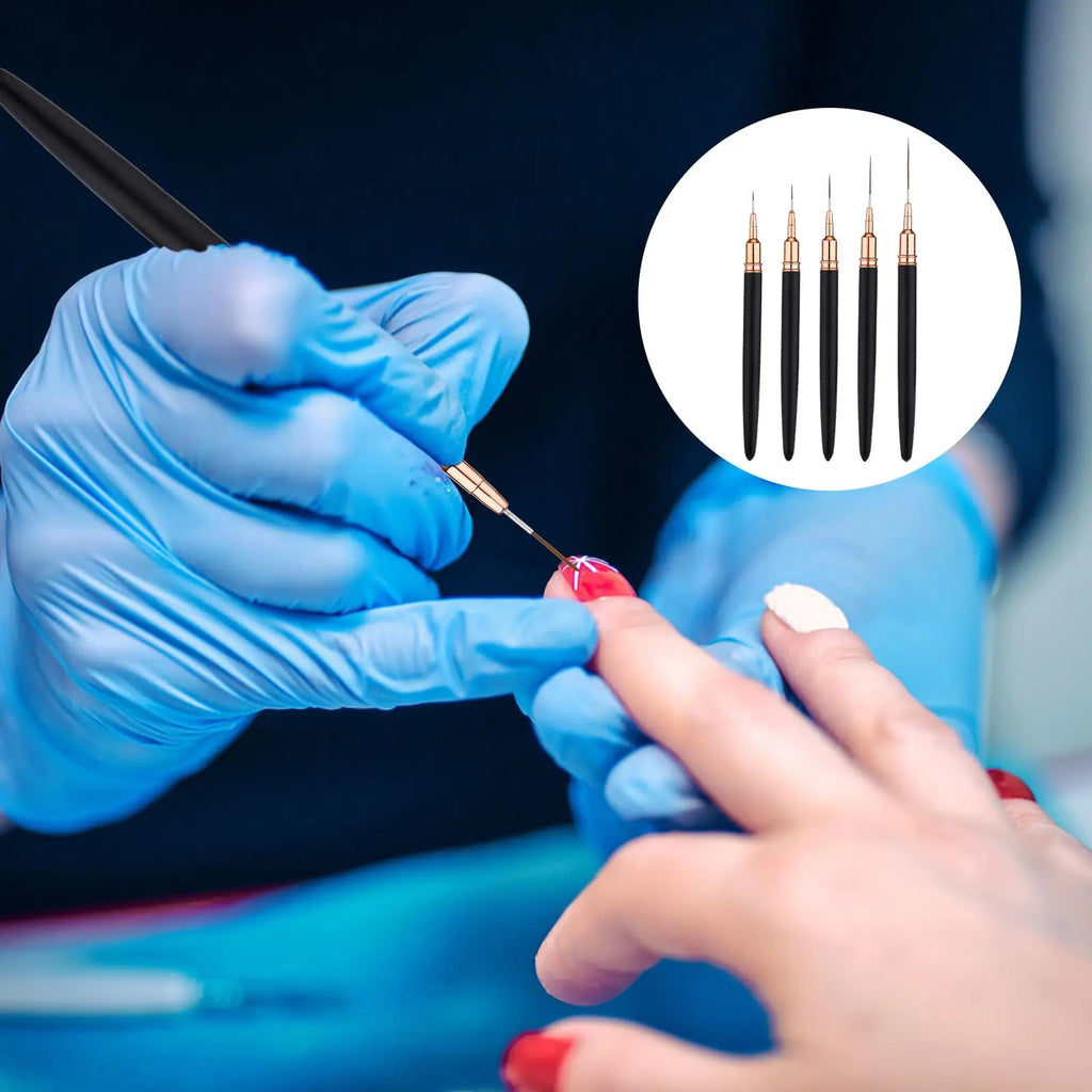 5-Piece Nail Art Liner Brush Set | Fine Line & Stripe Detail Nail Art Brushes QXL