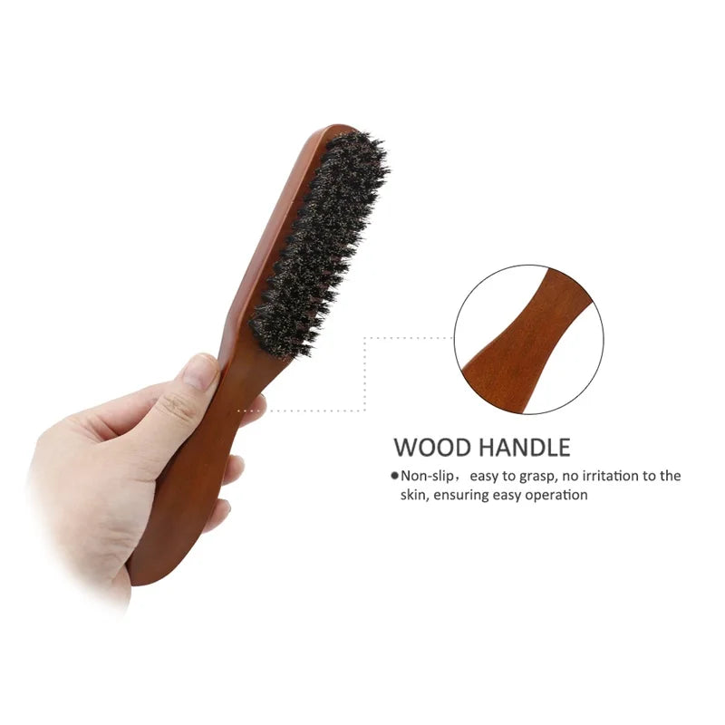 Men's Boar Bristle Beard Brush | Solid Wood Handle 22cm Beard Grooming Brush QXL