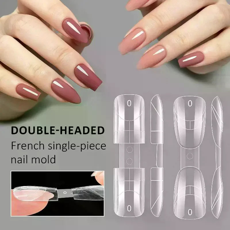 140-Pc 2-in-1 Nail Dual Forms Crystal Armor Extension Mold Kit Nail Extension Molds QXL