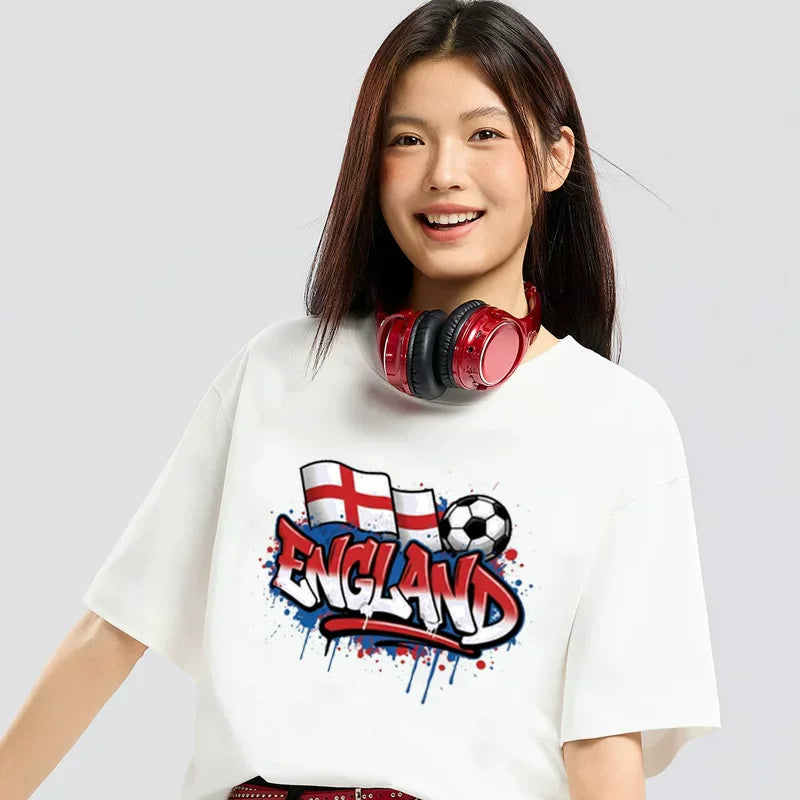 Women's 100% Cotton Football Print T-Shirt | XS–3XL Graphic T-Shirt QXL