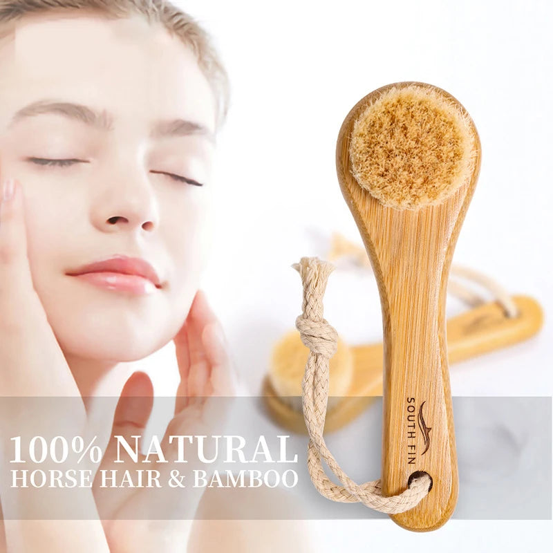 Bamboo Horsehair Facial Cleansing & Exfoliating Brush Facial Cleansing Brush QXL onesize