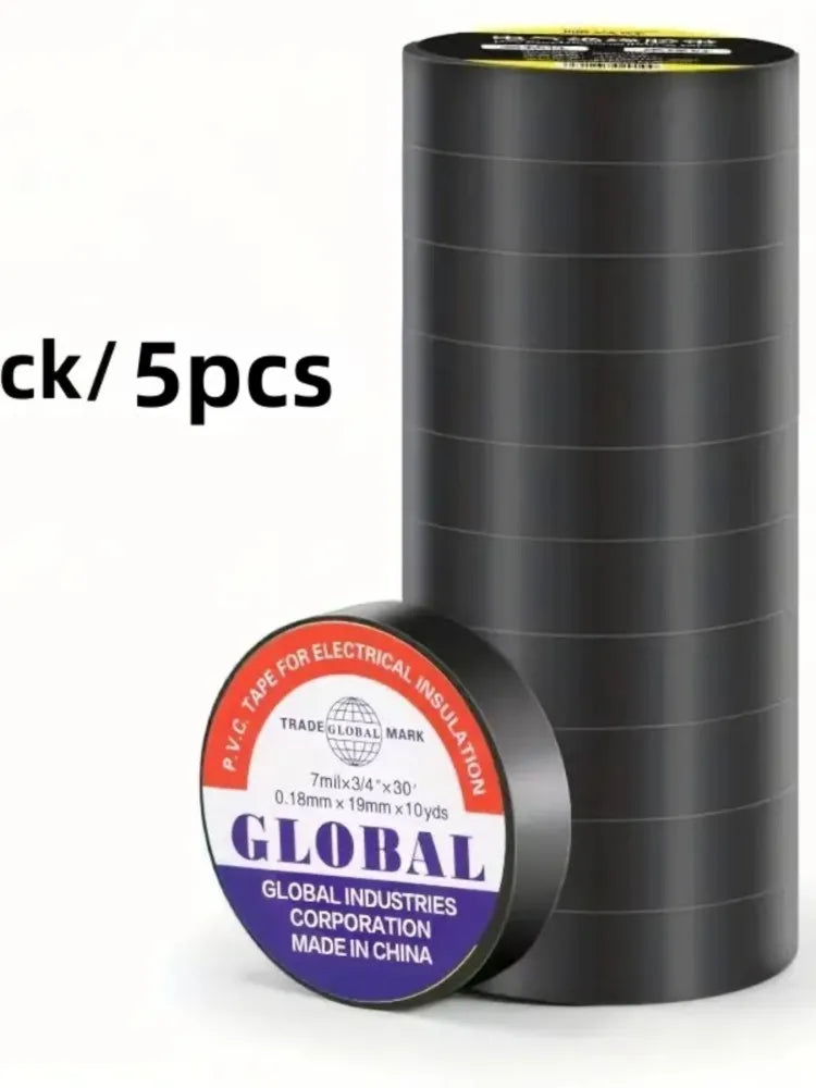 50m Heat-Resistant Black Rubber Electrical Insulating Tape Electrical Insulating Tape QXL 5 Rolls 10M
