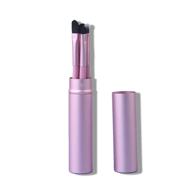 5-Piece Travel Eye Makeup Brush Set with Storage Tube Eye Makeup Brush Set QXL Pink