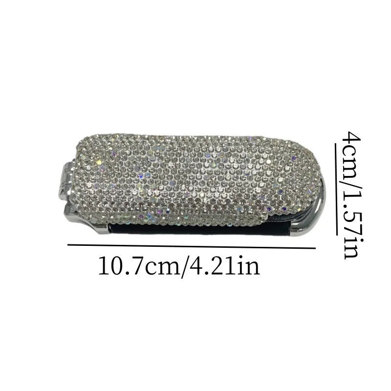 Diamond Mini Compact Mirror with Foldable Air Cushion Comb Compact Mirror Comb QXL