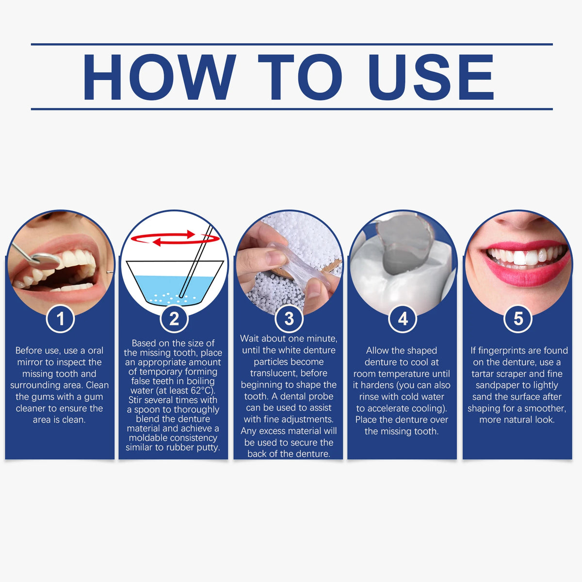 Feimuko Moldable Temporary False Teeth | Shapeable Denture Kit Moldable Denture Kit QXL