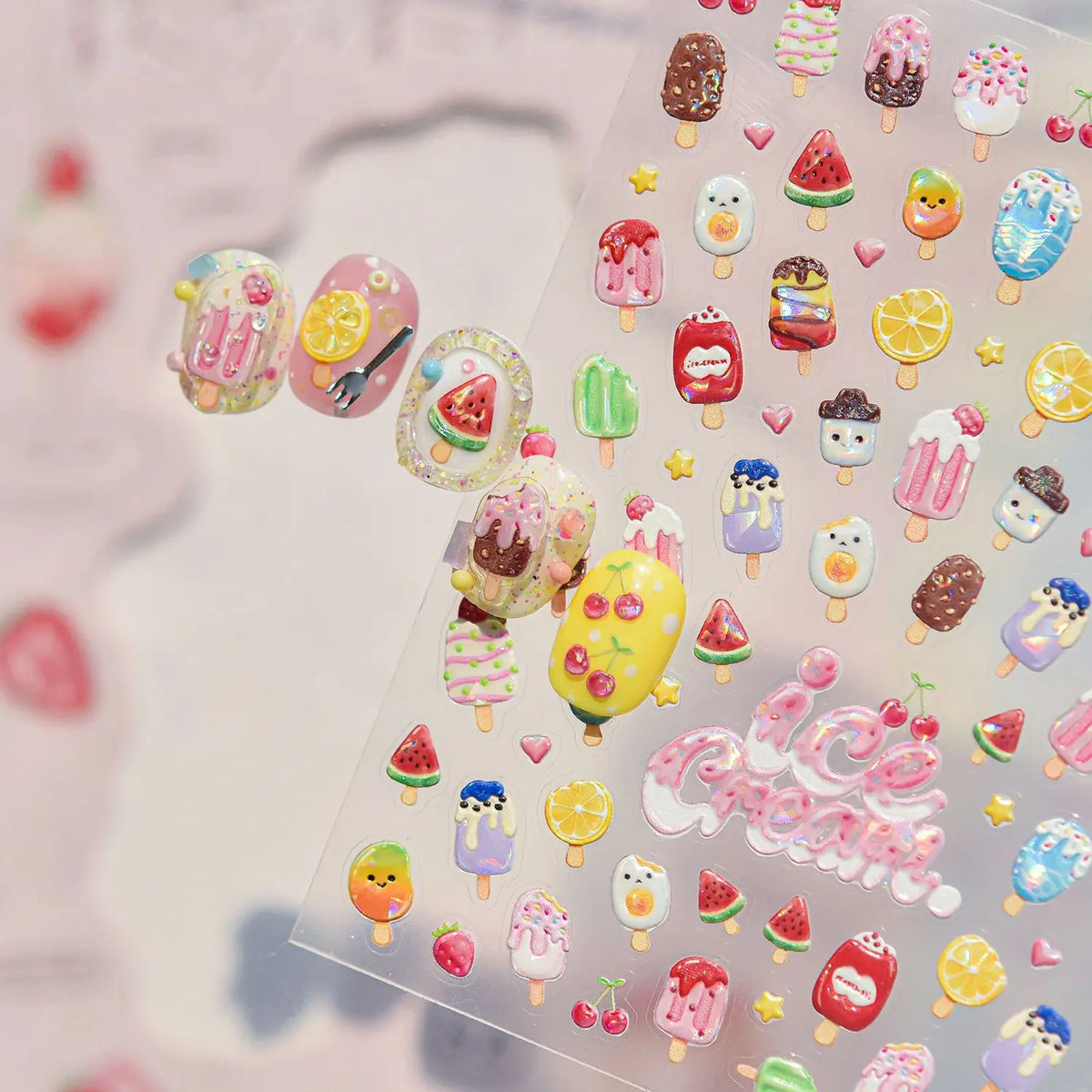 5D Summer Nail Stickers – Ice Cream & Glaze Decals | NAILFYOU Nail Art Stickers QXL
