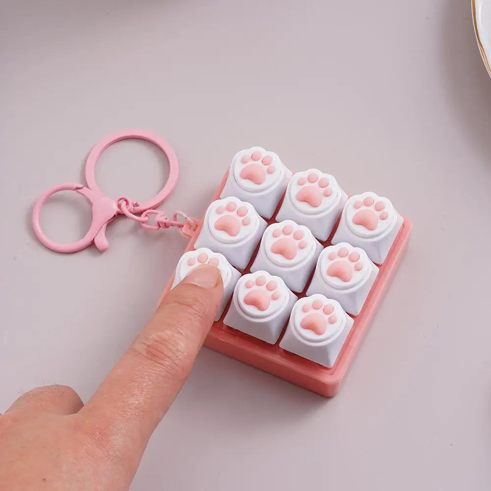 Mini Keyboard Fidget Clicker Toy | Paw Print Keycap Gadget Fidget Clicker Toy QXL