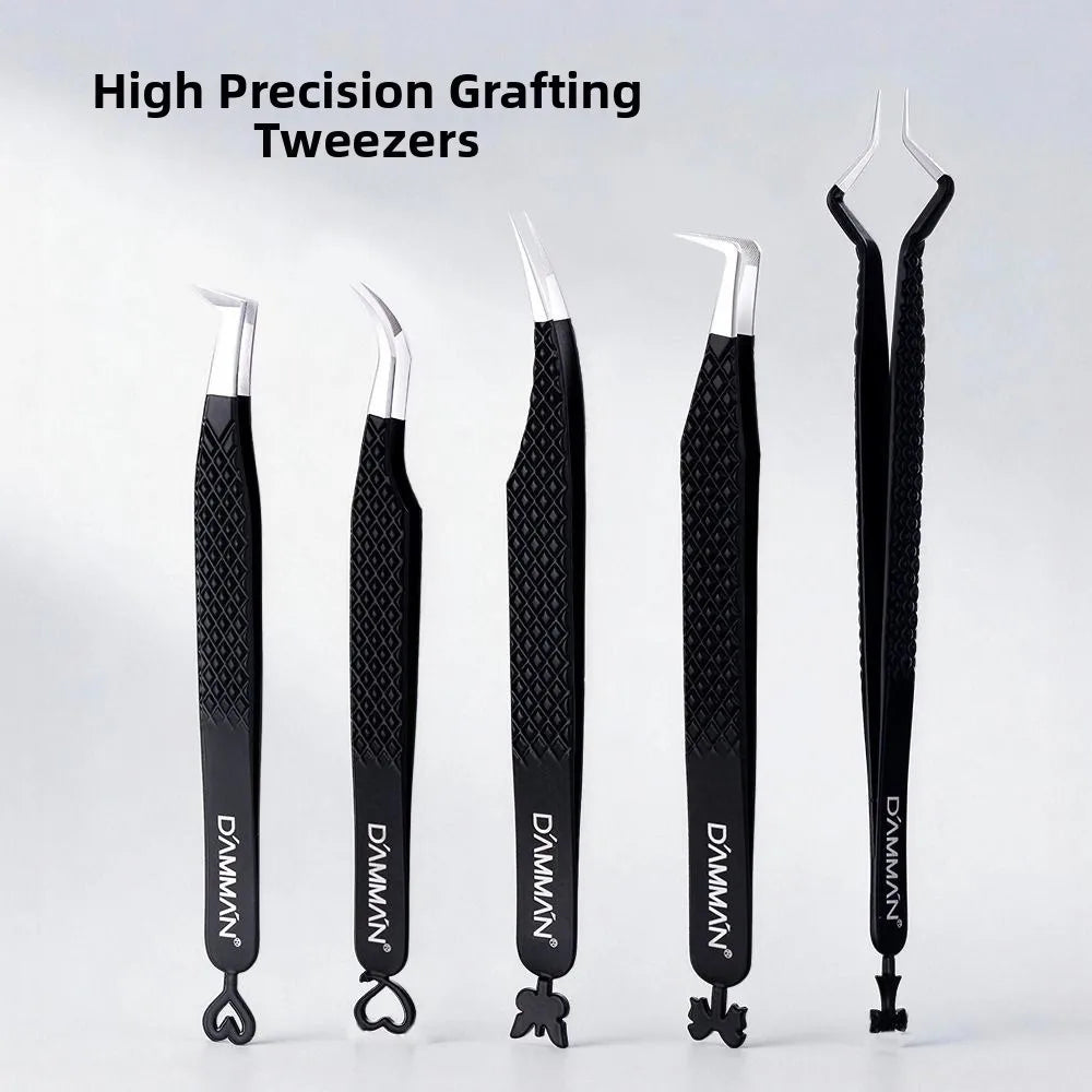Flat Clamp Eyelash Extension Tweezers | Anti-Slip Fiber Tip Eyelash Extension Tweezers QXL