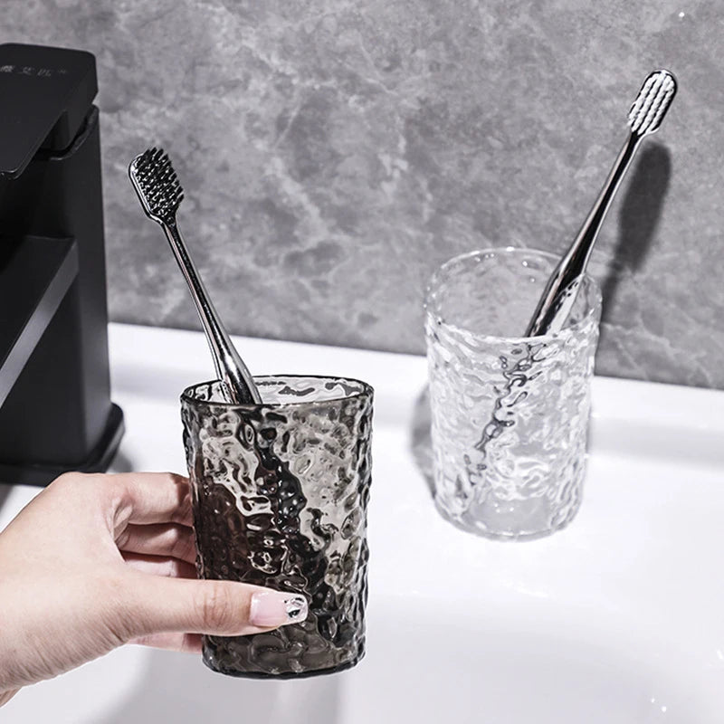 Transparent Plastic Toothbrush Cup with Handle | Bathroom Mug Bathroom Toothbrush Cup QXL