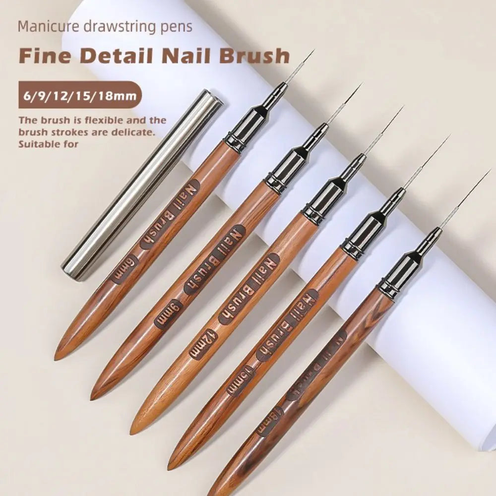 Sandalwood Nail Liner Brush | Fine Nail Art Detail 6–18mm Nail Art Liner Brush QXL