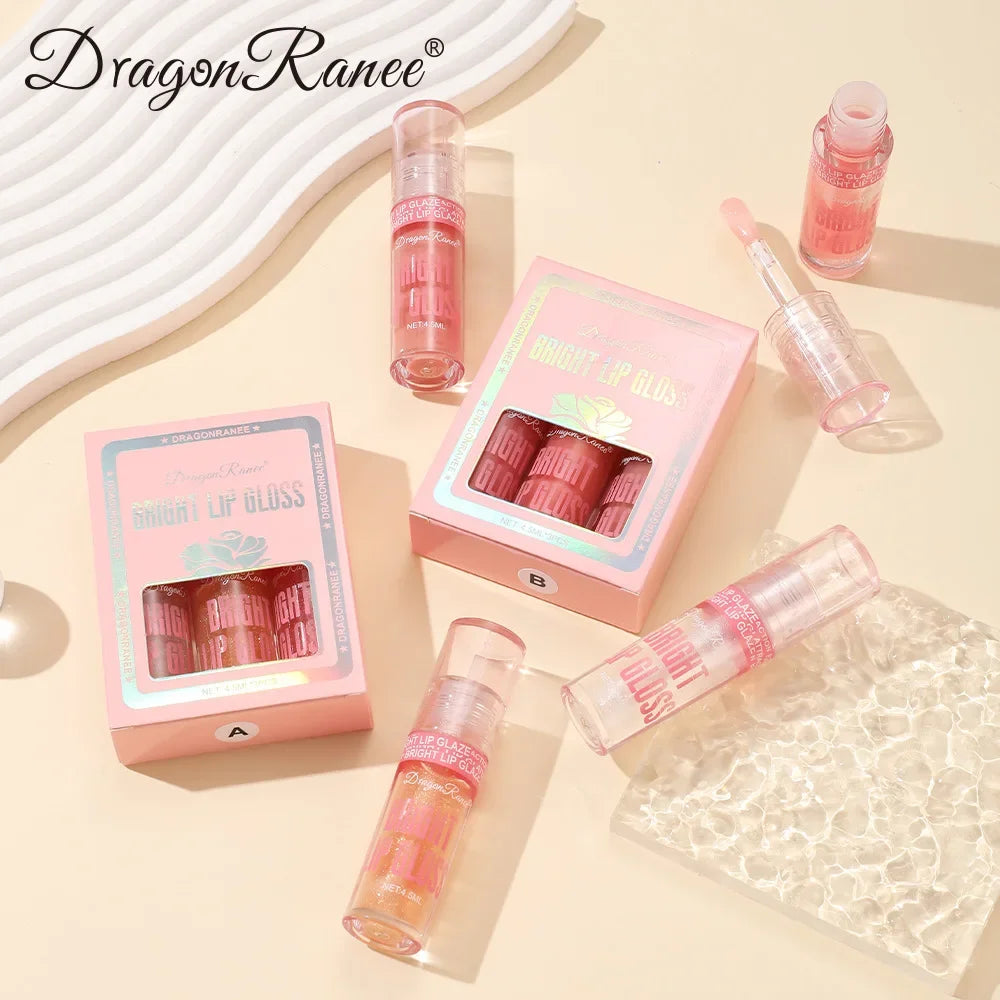 Dragon Ranee 3-Pc Glossy Lip Gloss Set | Pearlescent & Moisturizing Lip Gloss Set QXL