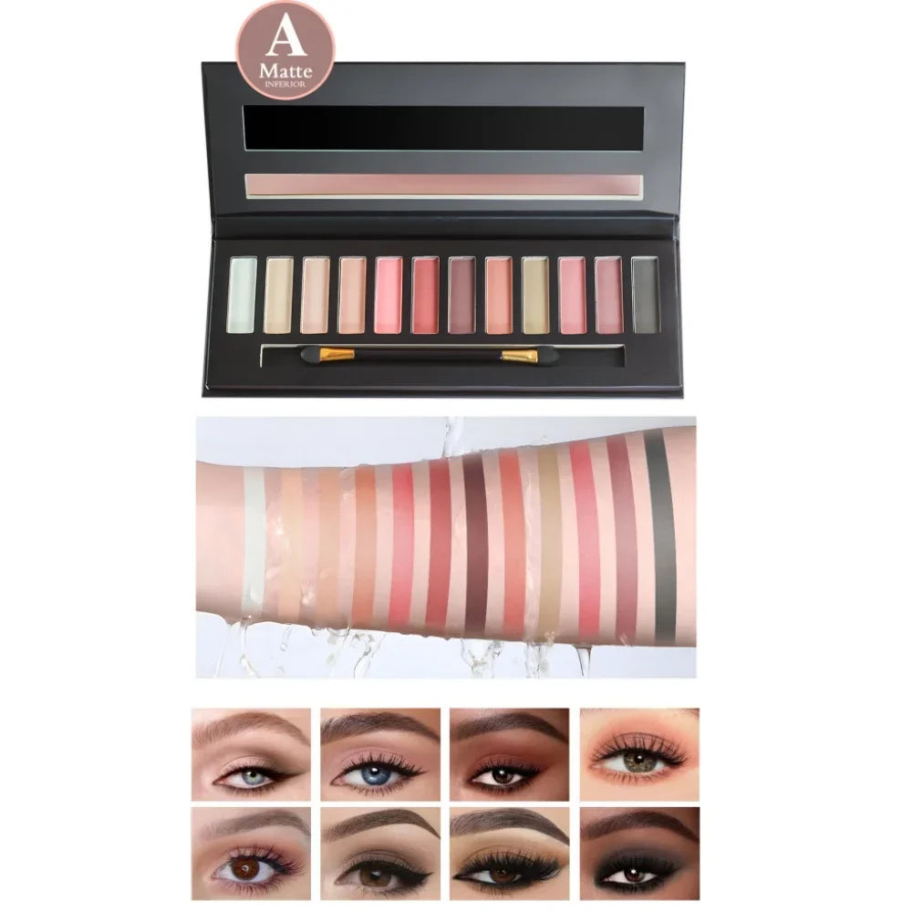 Fit Colors 12-Shade Matte & Shimmer Eyeshadow Palette | Contour Blush Eyeshadow Palette QXL