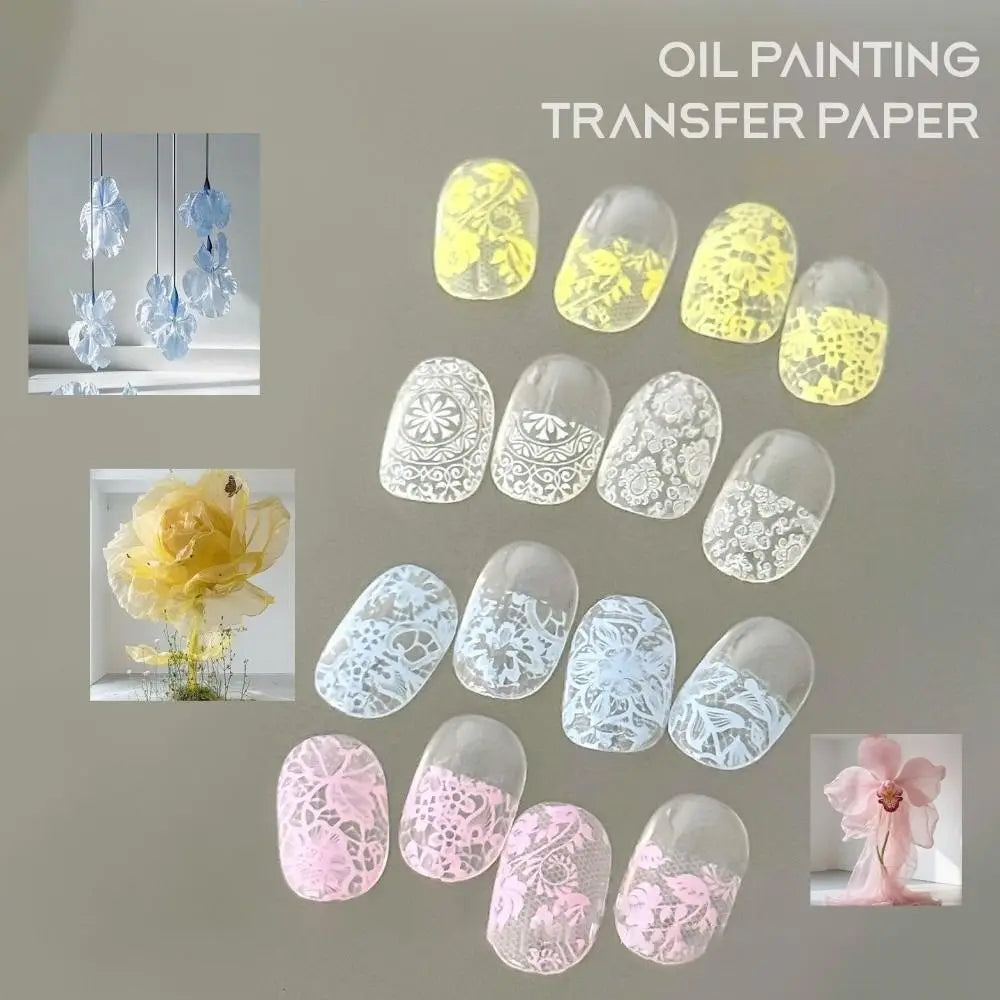 Lace Tulip Nail Foils – Black & White Sequin Nail Stickers Nail Art Foils QXL