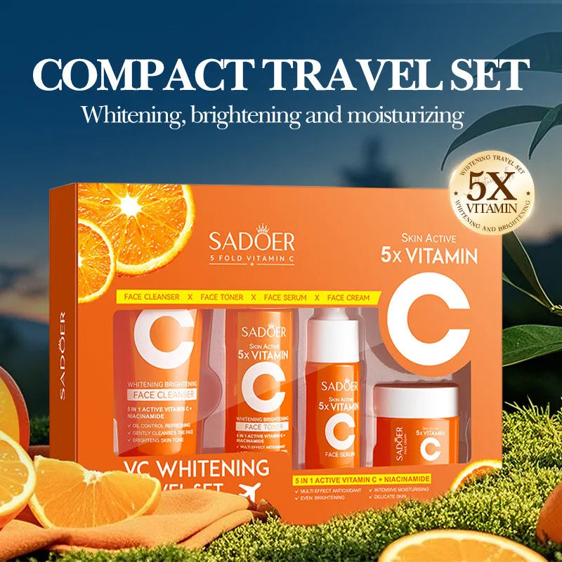 SADOER 5x Vitamin C 4-Piece Travel Skincare Set Vitamin C Skincare Set QXL
