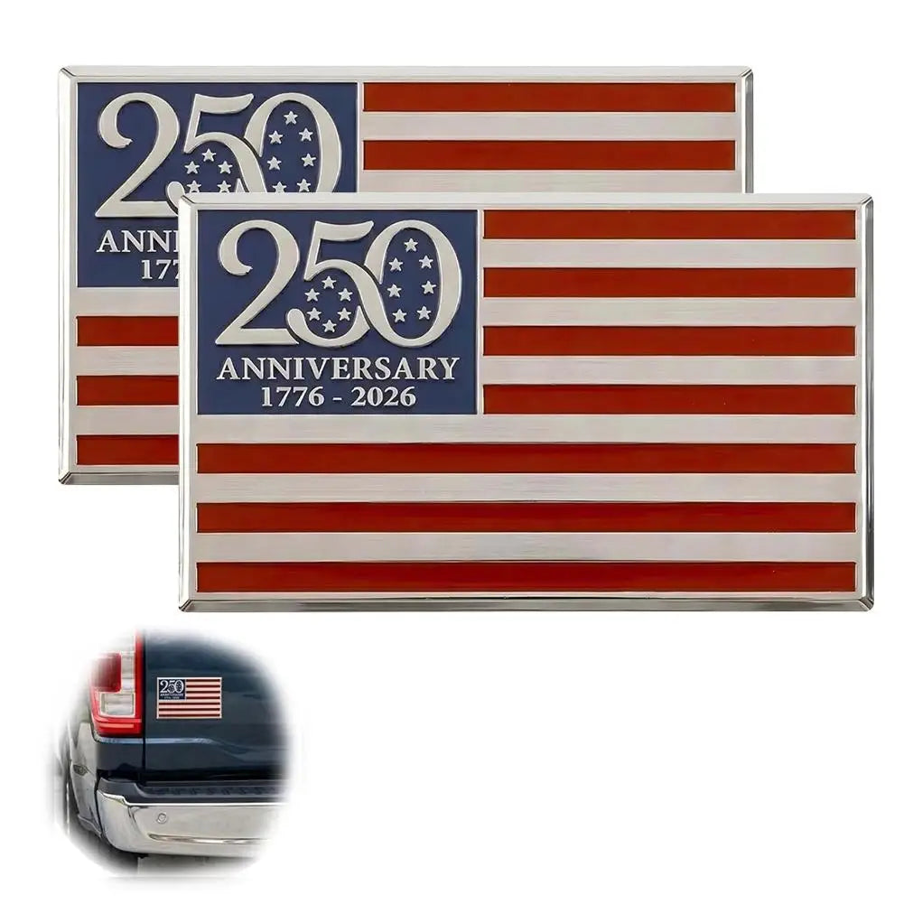 250th Anniversary 1776–2026 Patriotic Metal Flag Car Emblem Metal Car Emblem QXL 1SET